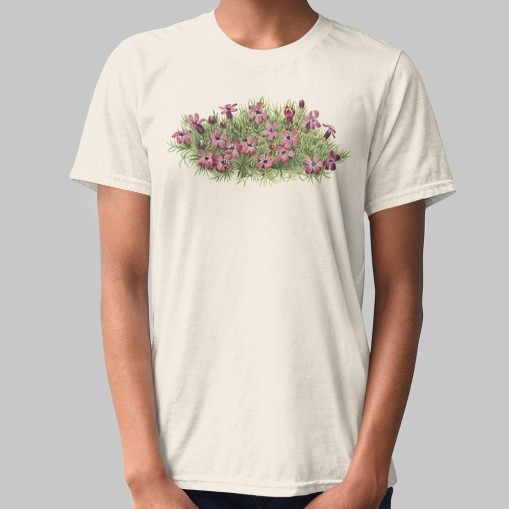 Moss Campion Vintage Floral Print Short Sleeve Graphic Tee T-shirt S M L XL